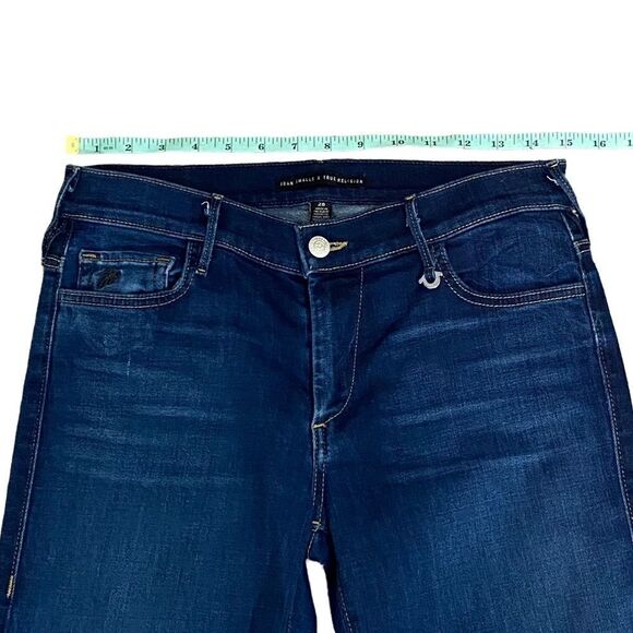 JOAN SMALLS X TRUE RELIGION - SIZE 28 - MID RISE, FLARE DARK WASH JEANS - B23 - Picture 9 of 14